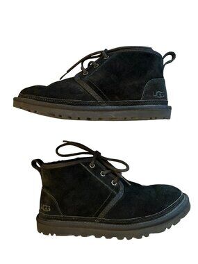 UGG Neumel Chukka Black Suede Lace-Up Ankle Boots Size 7